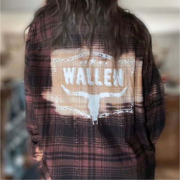 Tops - Morgan Wallen Bleached Flannel NWOT